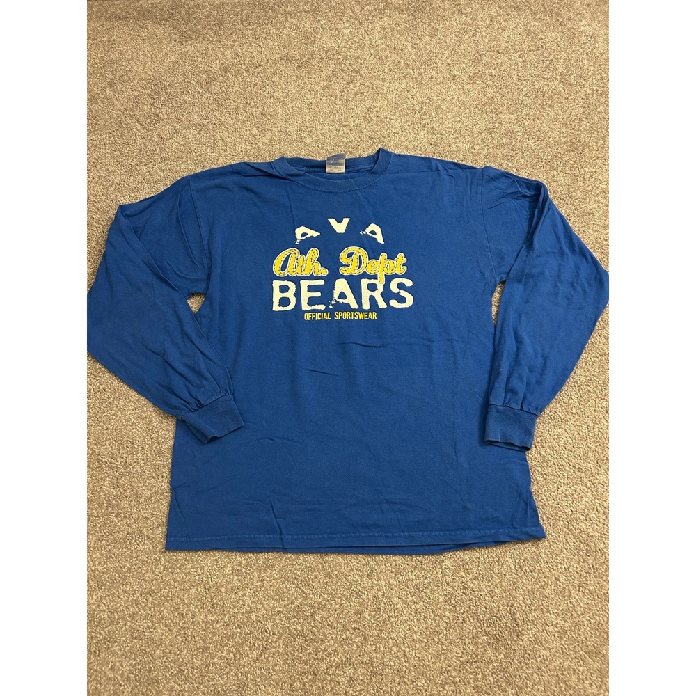 VTG Ath Dept Bears Long Sleeve Shirt Mens M Blue Excellent Graphic Tee